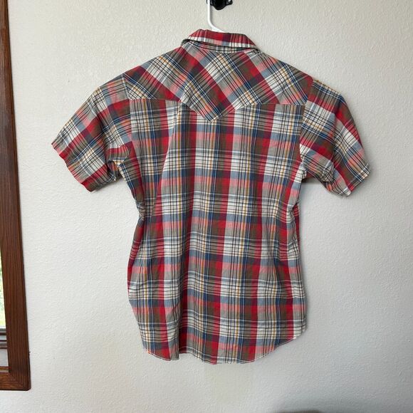 Vintage Saddlebrook Western Wear SS Pearl Snap plaid shirt size LARGE Made in US - Picture 2 of 8